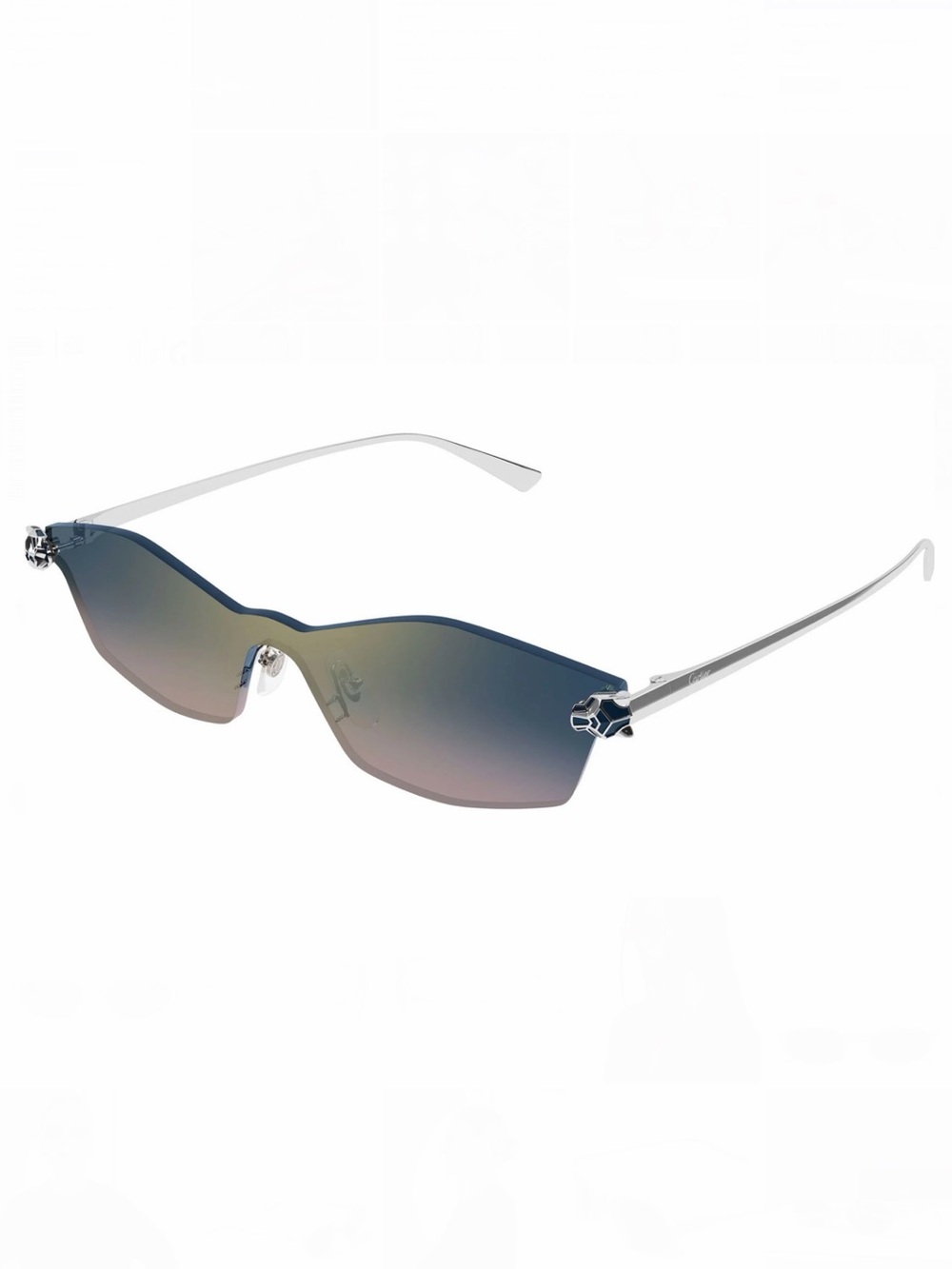 New Cartier CT0678S 003 Silver Blue Pink Sunglasses Rimless Authentic